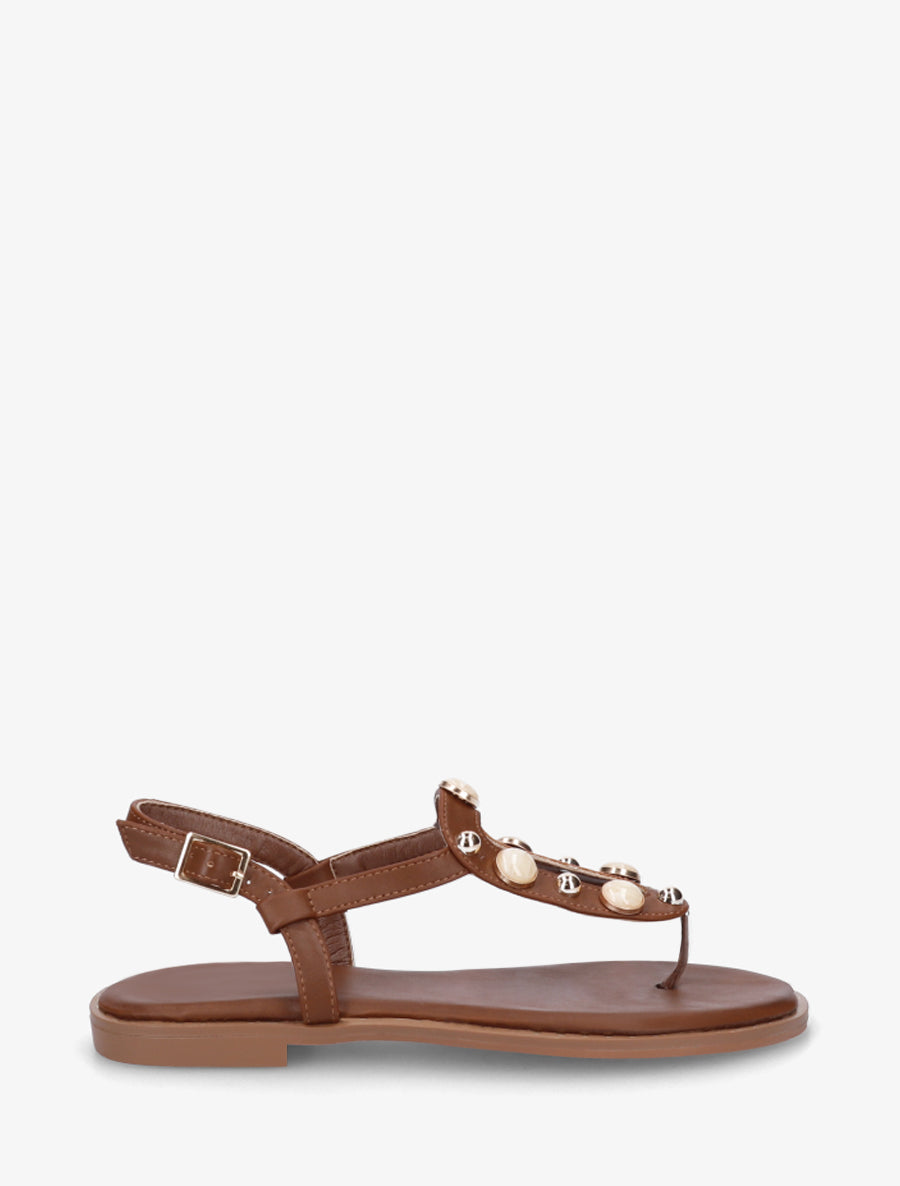 Nu-pieds à clous et bijoux marbrés - Marron - 1