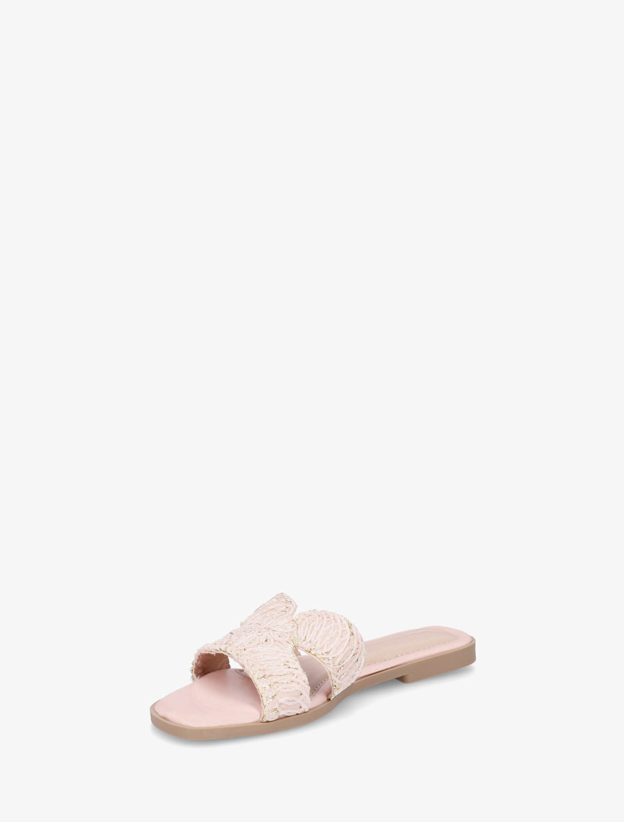 Claquettes en simili à détail irisé - Rose - 3