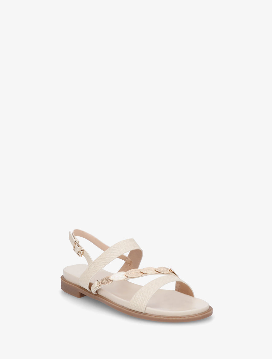 Nu-pieds en simili à bijou feuilles - Beige - 2
