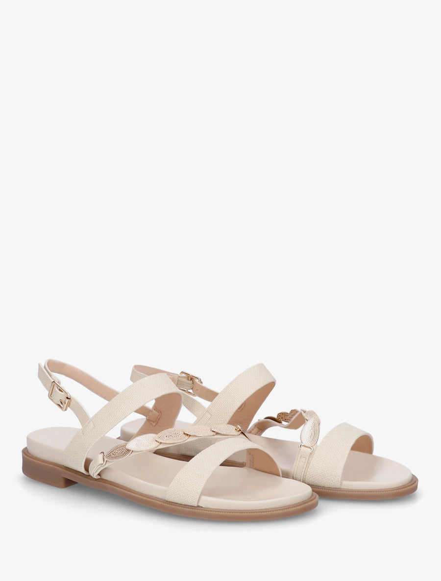 Nu-pieds en simili à bijou feuilles - Beige - 4