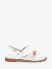 Nu-pieds en simili à bijou feuilles - Blanc - 1