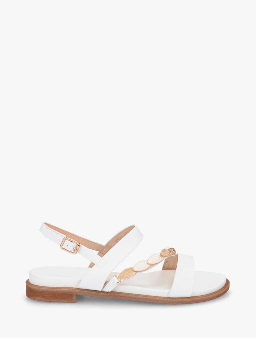 Nu-pieds en simili à bijou feuilles - Blanc - 1