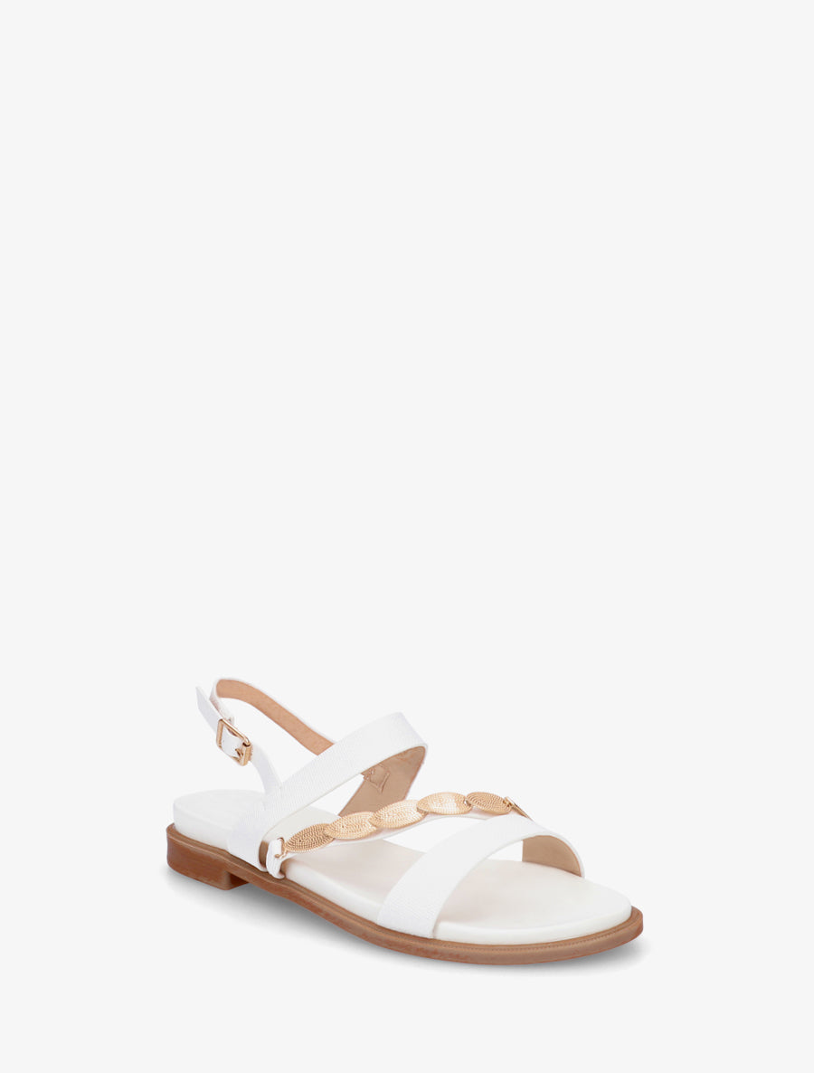 Nu-pieds en simili à bijou feuilles - Blanc - 2