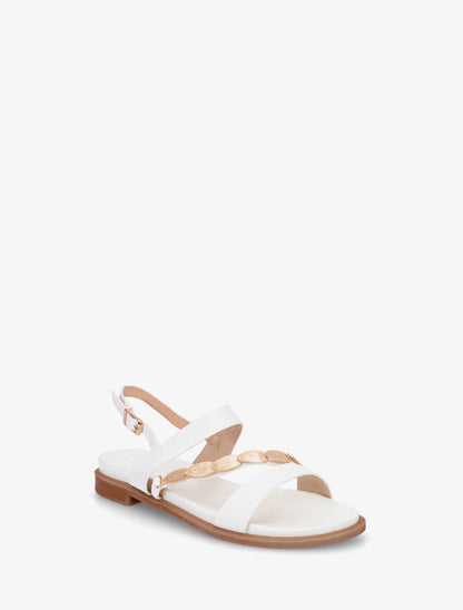 Nu-pieds en simili à bijou feuilles - Blanc - 2