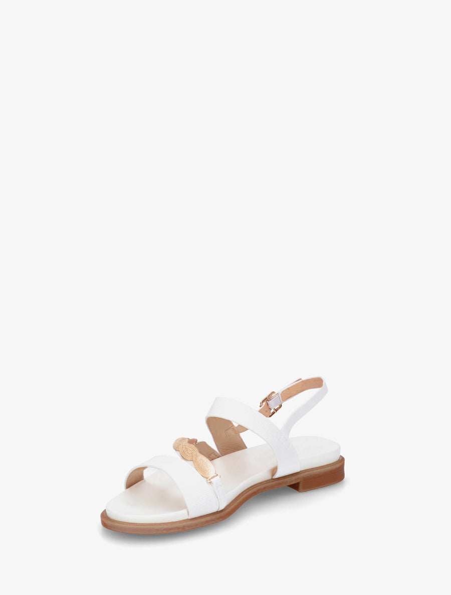 Nu-pieds en simili à bijou feuilles - Blanc - 3