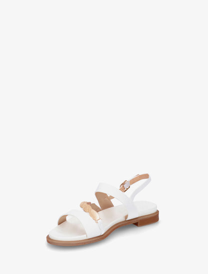 Nu-pieds en simili à bijou feuilles - Blanc - 3