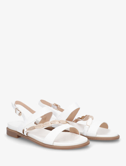 Nu-pieds en simili à bijou feuilles - Blanc - 4