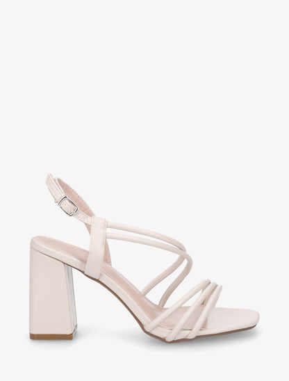 Sandales à talon et brides fines - Beige - 1