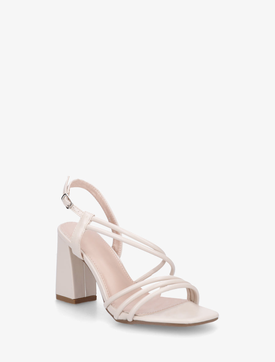 Sandales à talon et brides fines - Beige - 2