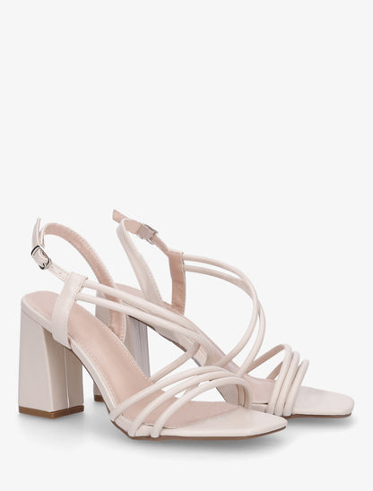 Sandales à talon et brides fines - Beige - 4