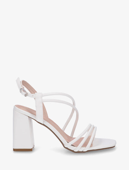 Sandales à talon et brides fines - Blanc - 1
