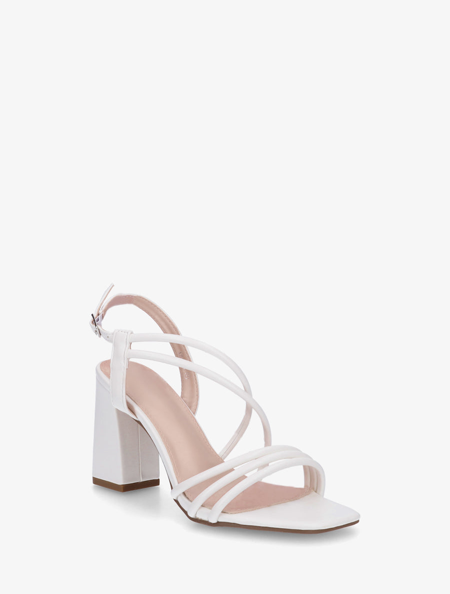 Sandales à talon et brides fines - Blanc - 2