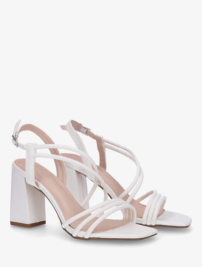 Sandales à talon et brides fines - Blanc - 4