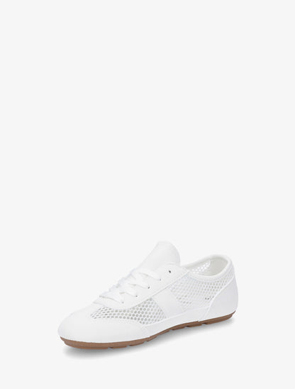 Baskets en simili et tissu ajouré - Blanc - 3