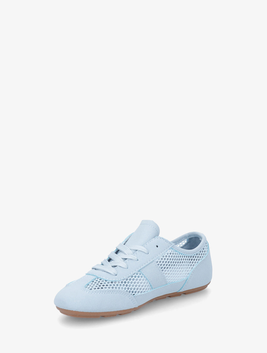 Baskets en simili et tissu ajouré - Bleu ciel - 3