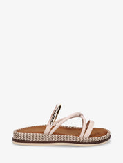 Mules plates en simili à bijou métal - Beige - 1