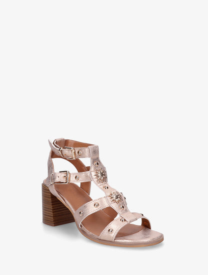 Sandales cloutées à talon - Rose gold - 2