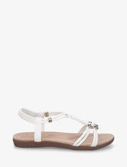 Nu-pieds confort à empiècement bijoux - Blanc - 1