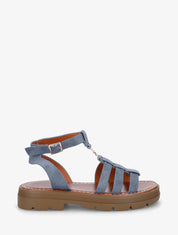 Sandales style spartiates en suédine - Bleu - 1