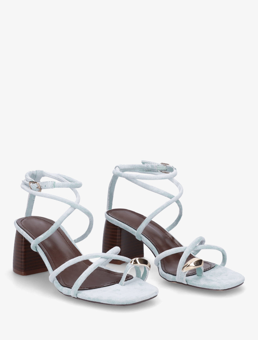 Sandales à fines brides et empiècement métal - Bleu ciel - 4