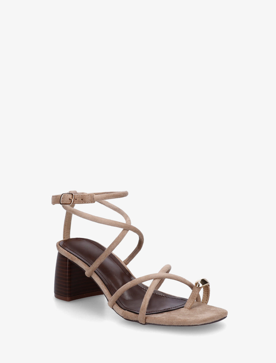 Sandales à fines brides et empiècement métal - Taupe - 2