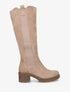 Bottes élastiquées en suédine à bout rond - Taupe - 1