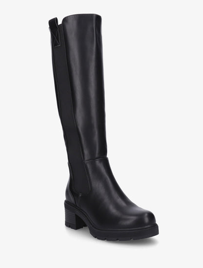 Bottes élastiquées en simili à bout rond - Noir - 2