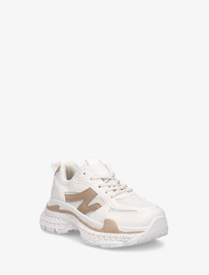 Baskets unies à semelle texturée - Beige - 2