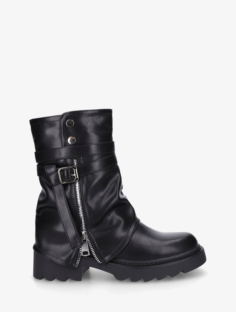 Bottines renversées effet froissé - Noir - 1