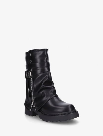 Bottines renversées effet froissé - Noir - 2