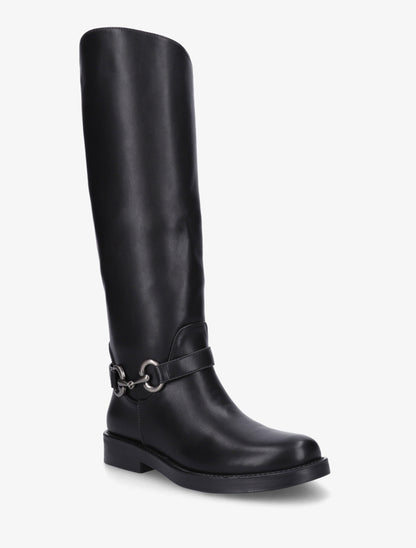 Bottes en simili à boucle métallique fantaisie - Noir - 2