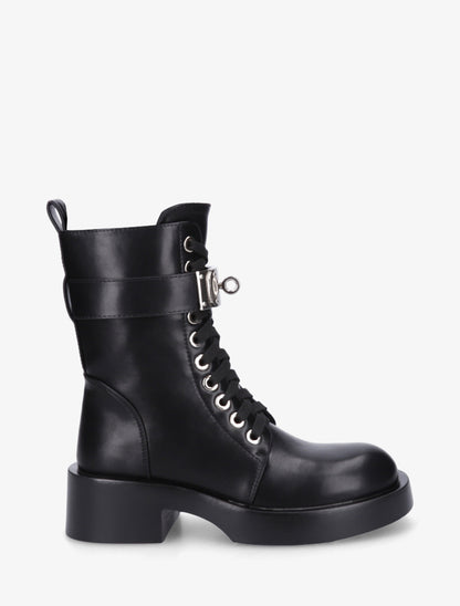Boots style ranger à boucle décorative - Noir - 1