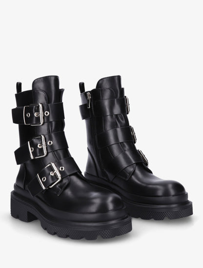 Bottines montantes à sangles et semelles crantées - Noir - 4