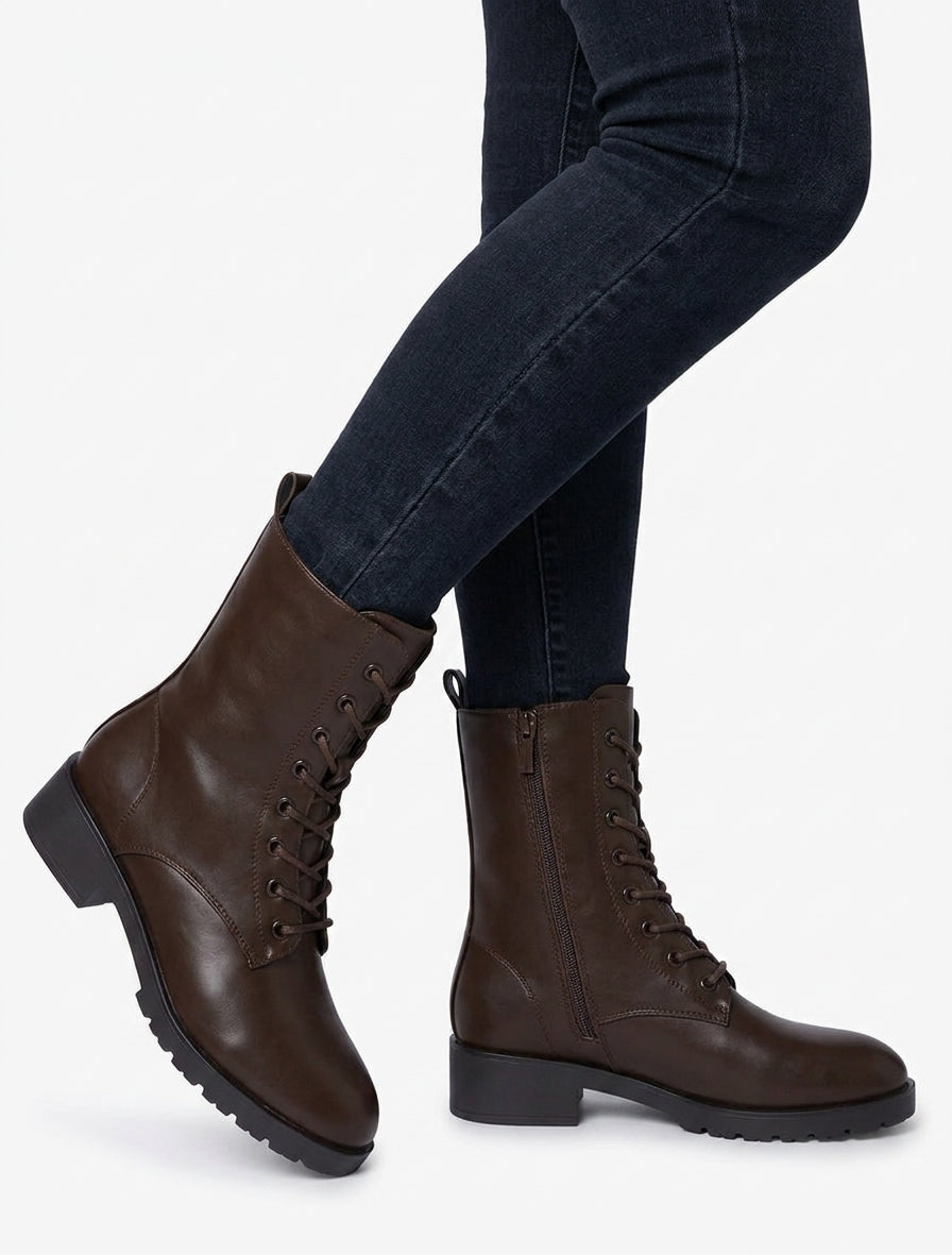Schnürstiefeletten - Braun
