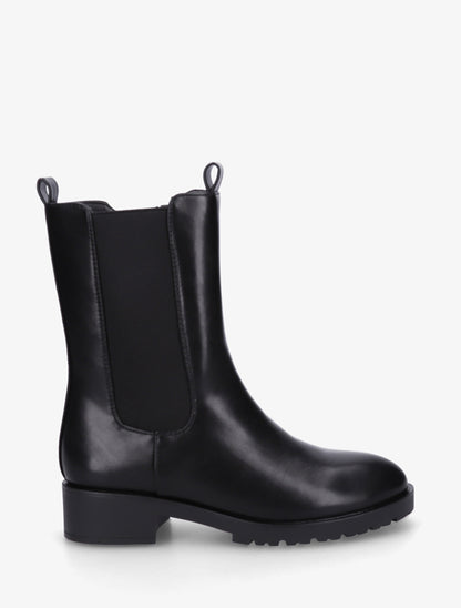 Bottines montantes en simili à cheville élastiquée - Noir - 1