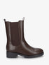 Bottines montantes en simili à cheville élastiquée - Marron - 1