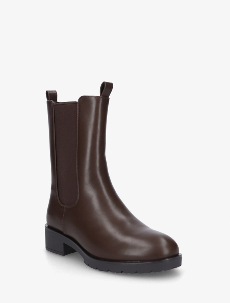 Bottines montantes en simili à cheville élastiquée - Marron - 2
