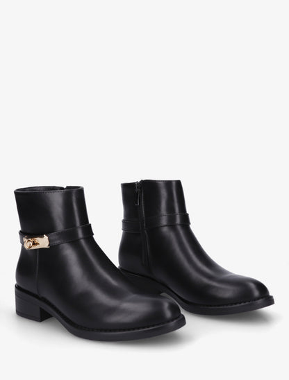 Bottines en simili à boucle décorative - Noir - 4