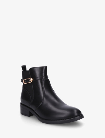 Bottines élastiquées en simili à boucle - Noir - 2