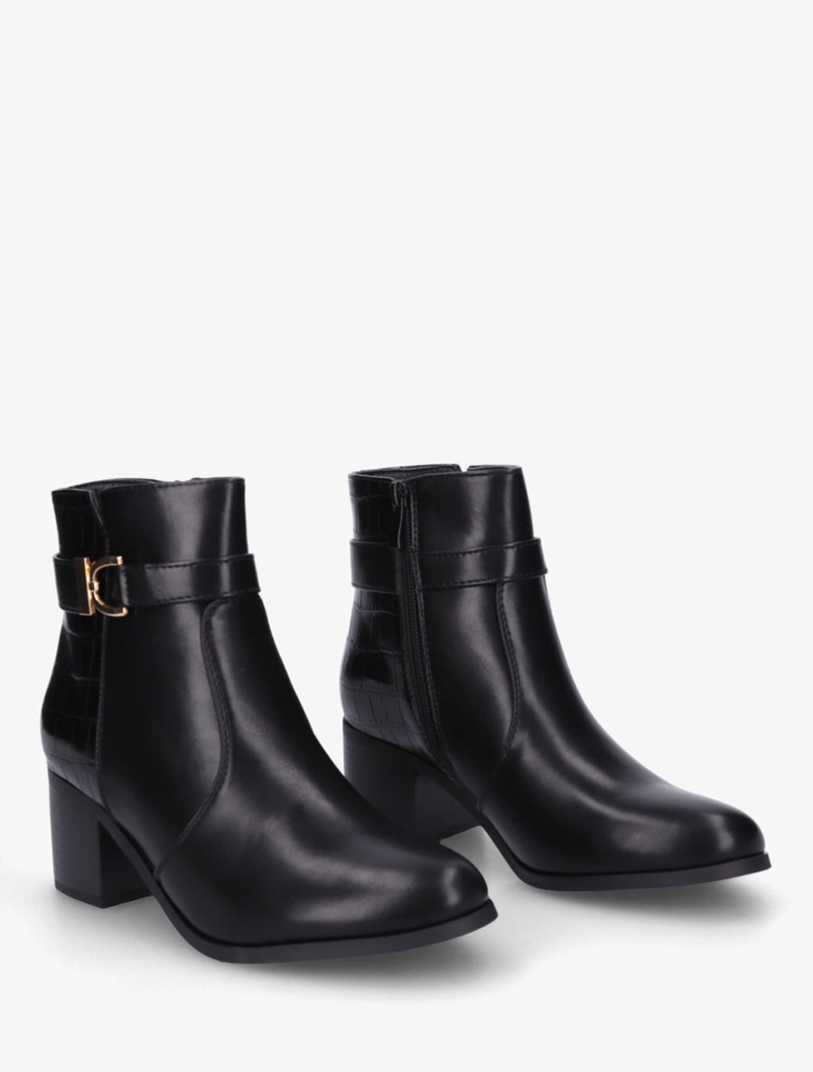 Bottines à contrefort effet croco - Noir - 4