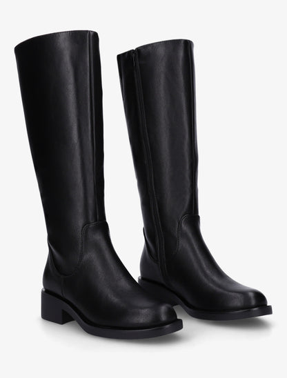 Bottes plates basiques en simili - Noir - 4