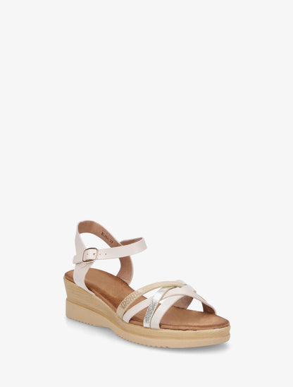 Sandales compensées à brides fantaisies - Beige - 2