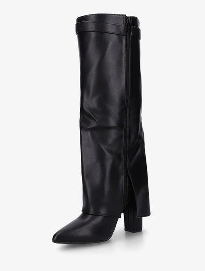 Bottes en simili à revers - Noir - 3
