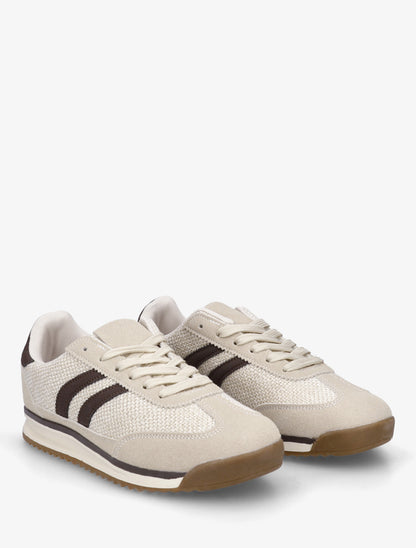 Sneakers en tissu effet tweed - Beige - 4