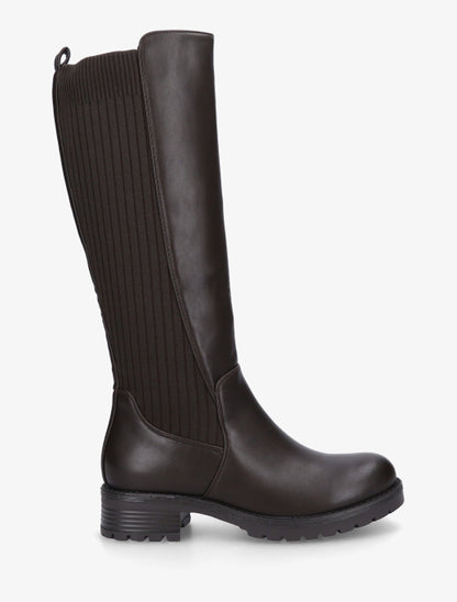 Bottes élastiquées en tissu côtelé - Chocolat - 1