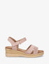 Sandales compensées en suédine à scratch - Vieux rose - 1
