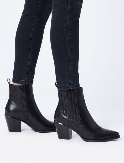 Stiefeletten im Cowboy-Stil aus Kunstleder - Schwarz