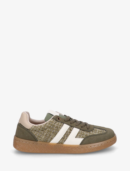 Baskets en tweed et suédine - Kaki - 1