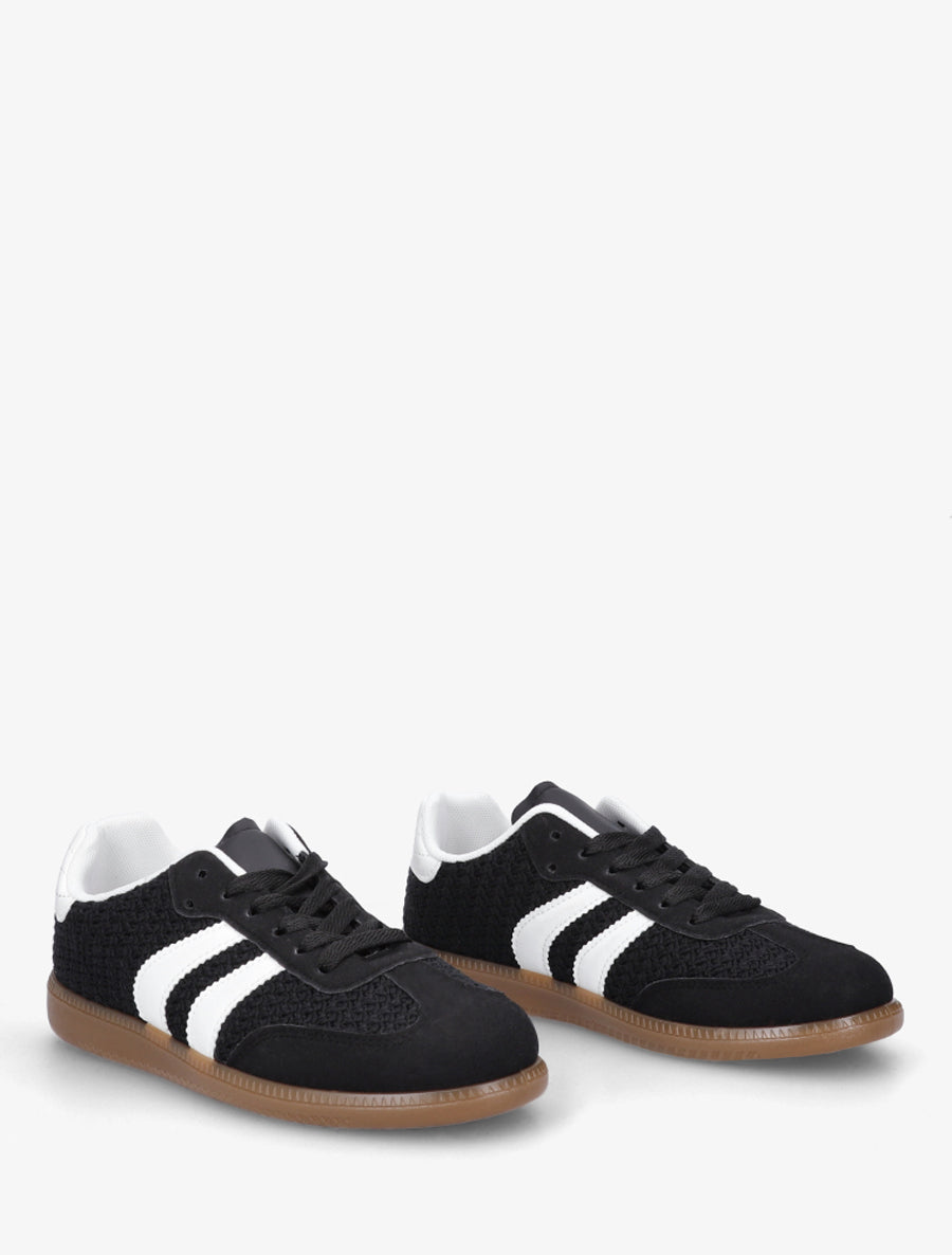 Sneakers en maille et bandes contrastantes - Noir - 4