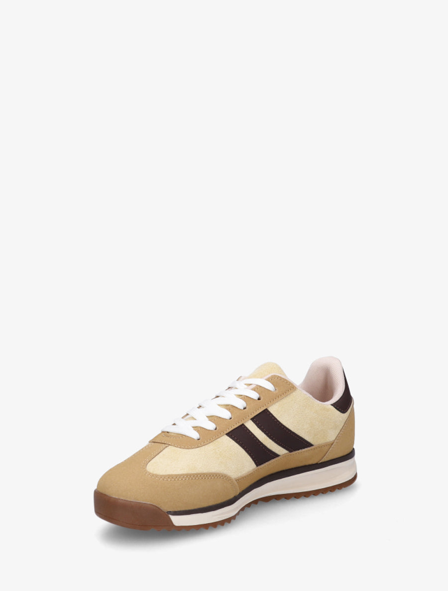 Sneakers en suédine et effet nubuck - Jaune - 3
